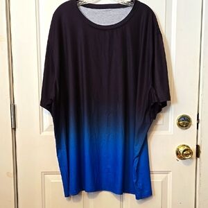 Ombre, Short Sleeve Tee, Black, Blue, 5XL, Machine Wash, 100% Polyester, Soft